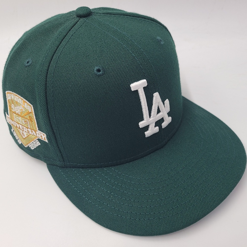 Los Angeles Dodgers Hat Fitted 7 5/8 New Era 59Fifty Green Blue UV 50th Patch